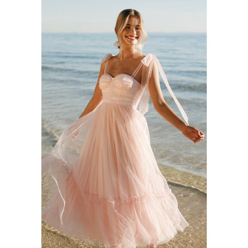 Petal & Pup Blush Pink Tulle Midi Dress